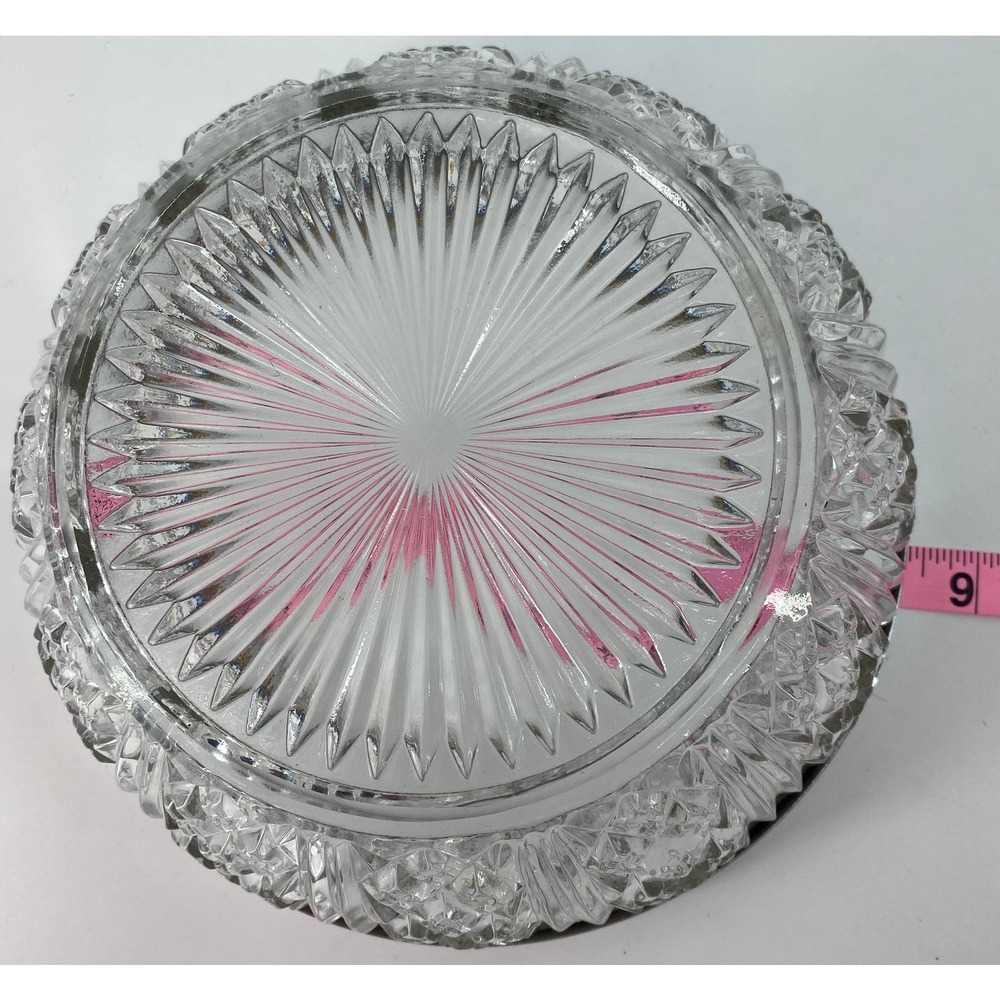 Vintage Raimond Clear Cut Glass Bowl w/ Silver Plated Rim Made in England 8" - Picture 3 of 4